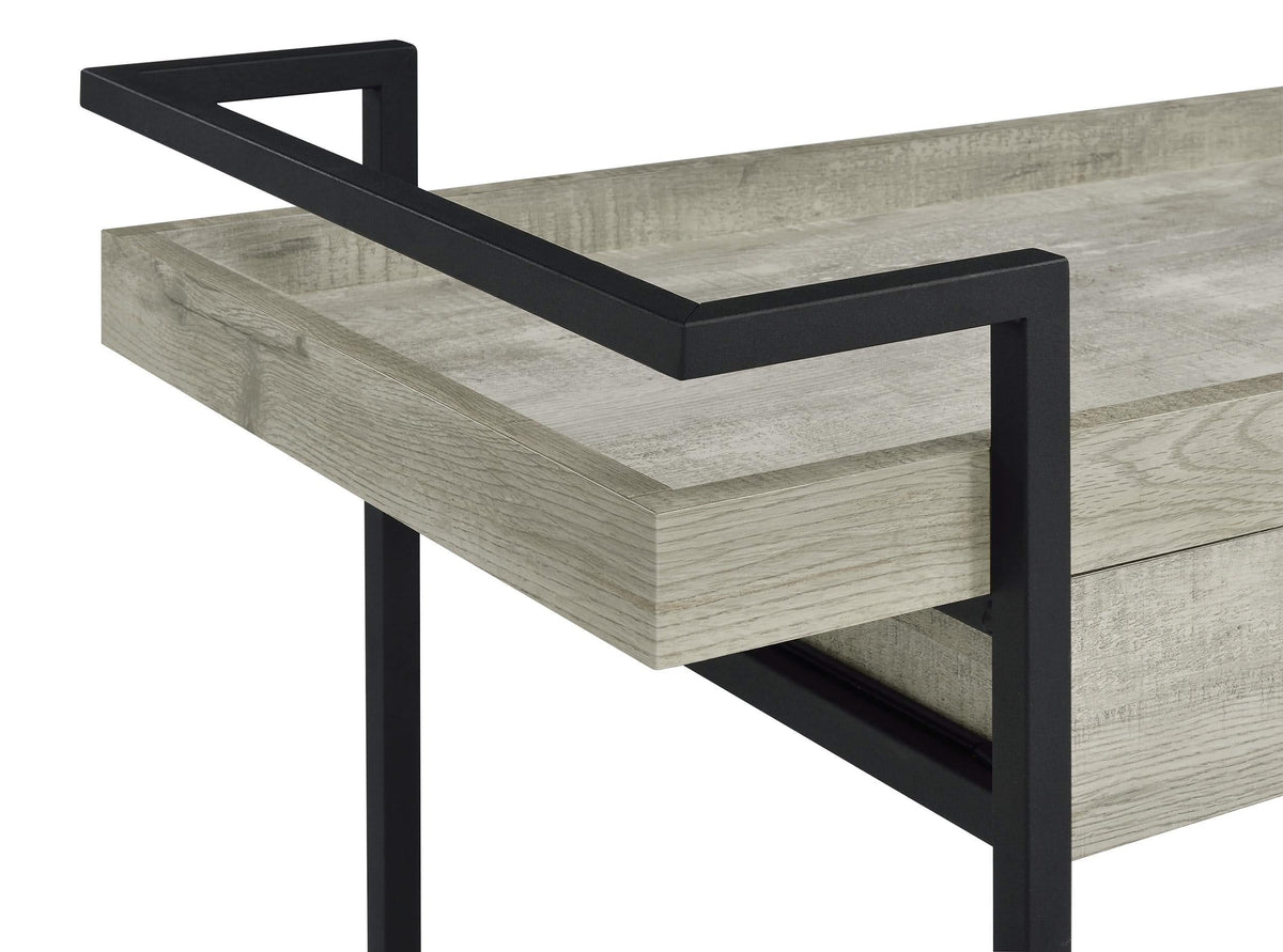 Carrito de bar Ventura de madera de ingeniería con 1 cajón, color gris Driftwood