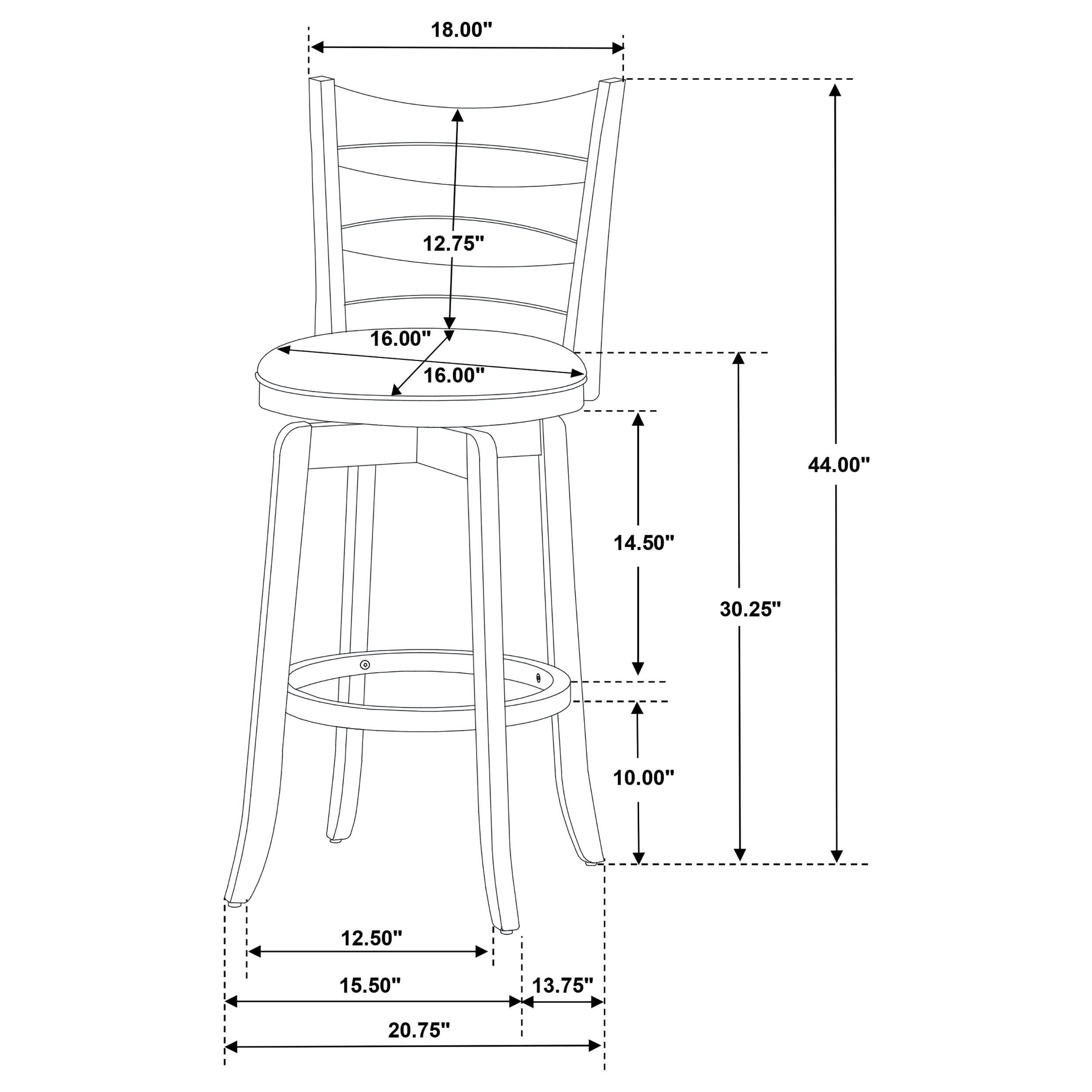Silla de bar giratoria Murphy Wood Pub Height, color marrón oscuro
