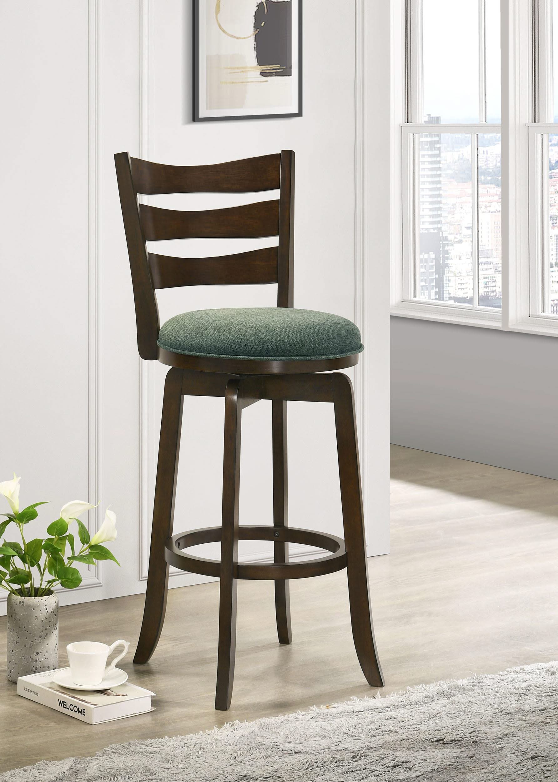 Silla de bar giratoria Murphy Wood Pub Height, color verde cazador