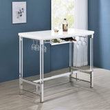 Mesa de bar Norcrest de 47 pulgadas con patas de acrílico, color blanco brillante