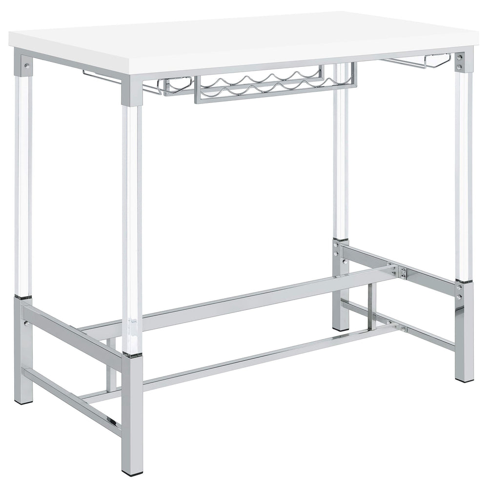 Mesa de bar Norcrest de 47 pulgadas con patas de acrílico, color blanco brillante