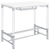 Mesa de bar Norcrest de 47 pulgadas con patas de acrílico, color blanco brillante