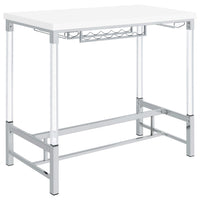 Mesa de bar Norcrest de 47 pulgadas con patas de acrílico, color blanco brillante