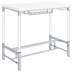 Mesa de bar Norcrest de 47 pulgadas con patas de acrílico, color blanco brillante