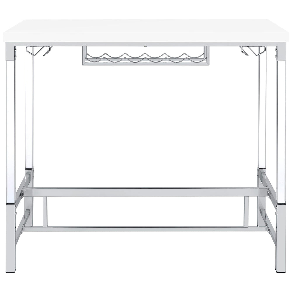 Mesa de bar Norcrest de 47 pulgadas con patas de acrílico, color blanco brillante