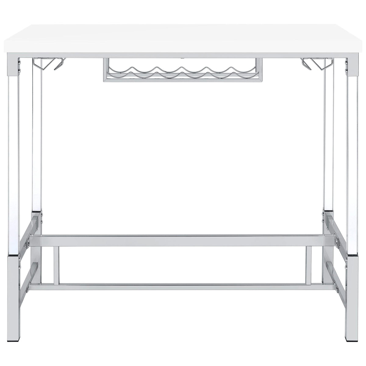 Mesa de bar Norcrest de 47 pulgadas con patas de acrílico, color blanco brillante