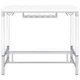 Mesa de bar Norcrest de 47 pulgadas con patas de acrílico, color blanco brillante