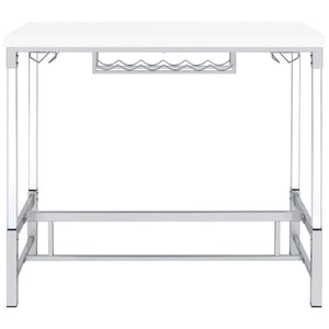 Mesa de bar Norcrest de 47 pulgadas con patas de acrílico, color blanco brillante