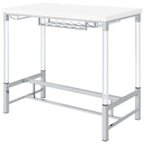 Mesa de bar Norcrest de 47 pulgadas con patas de acrílico, color blanco brillante