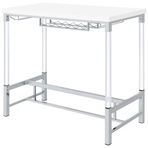 Mesa de bar Norcrest de 47 pulgadas con patas de acrílico, color blanco brillante