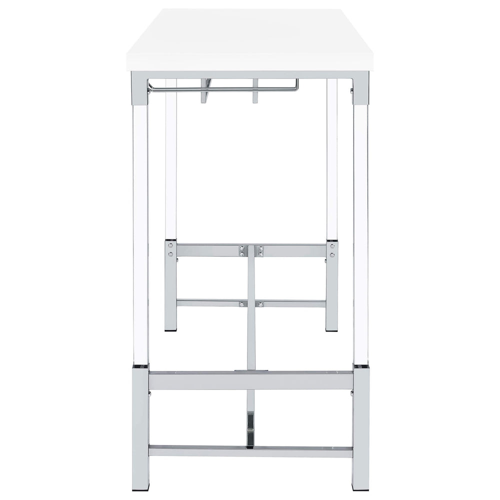 Mesa de bar Norcrest de 47 pulgadas con patas de acrílico, color blanco brillante