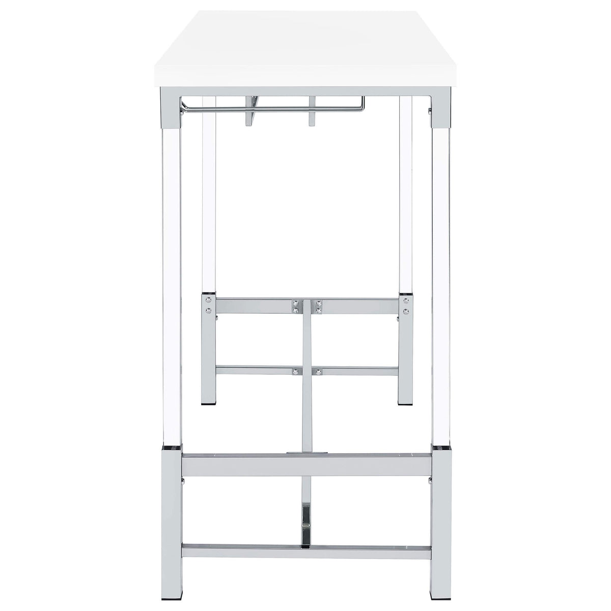 Mesa de bar Norcrest de 47 pulgadas con patas de acrílico, color blanco brillante