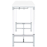 Mesa de bar Norcrest de 47 pulgadas con patas de acrílico, color blanco brillante