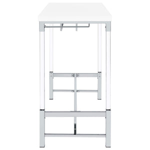 Mesa de bar Norcrest de 47 pulgadas con patas de acrílico, color blanco brillante