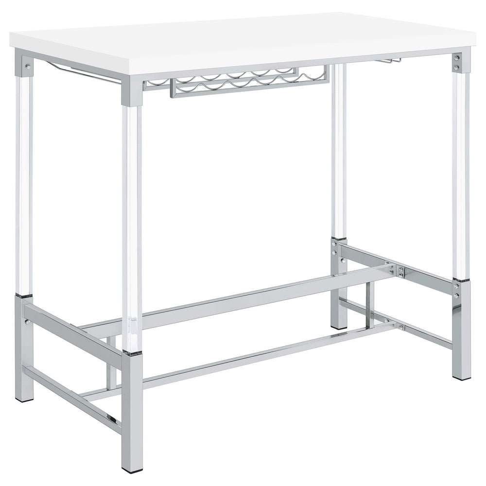 Mesa de bar Norcrest de 47 pulgadas con patas de acrílico, color blanco brillante