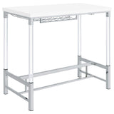 Mesa de bar Norcrest de 47 pulgadas con patas de acrílico, color blanco brillante