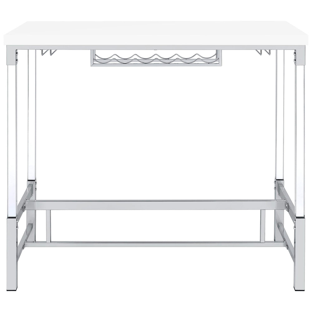 Mesa de bar Norcrest de 47 pulgadas con patas de acrílico, color blanco brillante