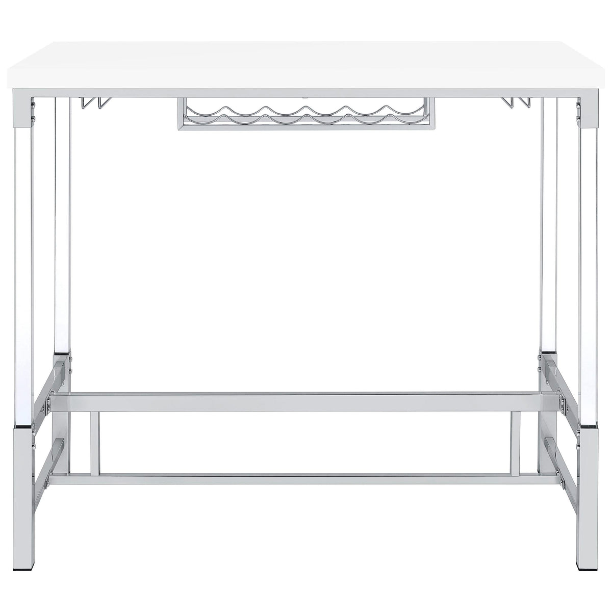 Mesa de bar Norcrest de 47 pulgadas con patas de acrílico, color blanco brillante