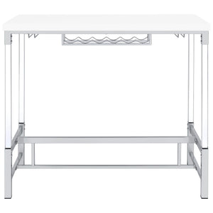 Mesa de bar Norcrest de 47 pulgadas con patas de acrílico, color blanco brillante