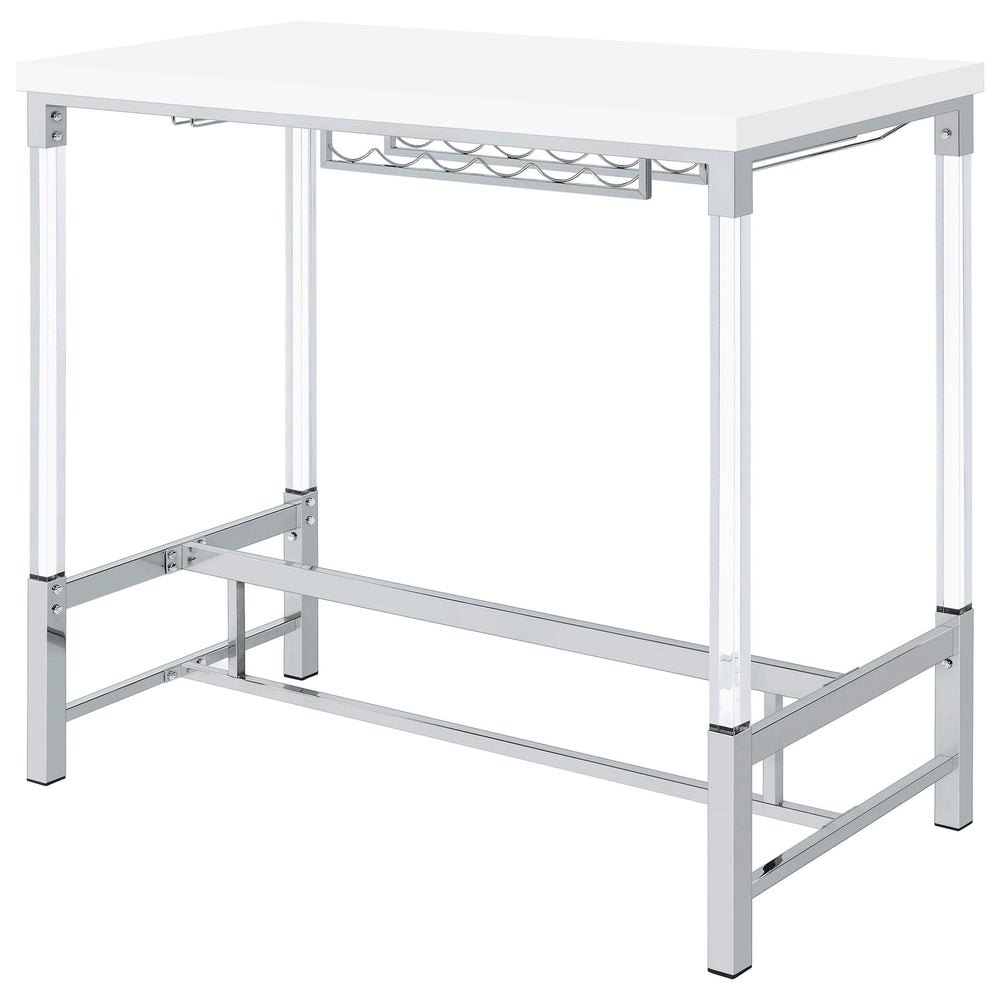 Mesa de bar Norcrest de 47 pulgadas con patas de acrílico, color blanco brillante