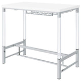 Mesa de bar Norcrest de 47 pulgadas con patas de acrílico, color blanco brillante