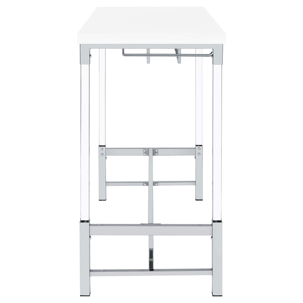 Mesa de bar Norcrest de 47 pulgadas con patas de acrílico, color blanco brillante