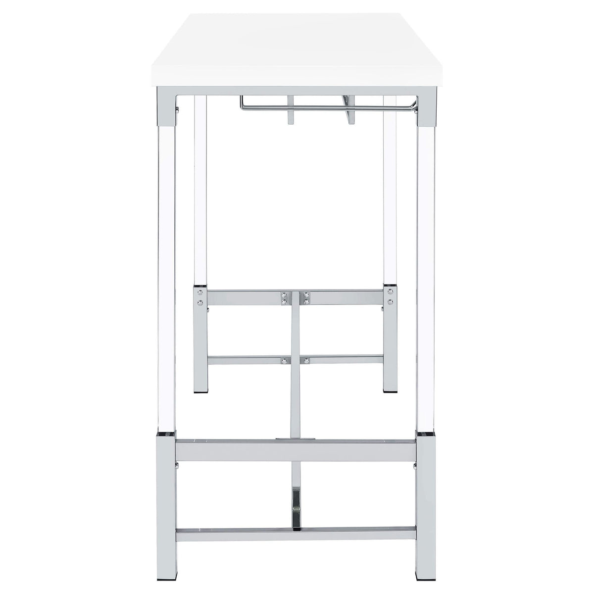 Mesa de bar Norcrest de 47 pulgadas con patas de acrílico, color blanco brillante