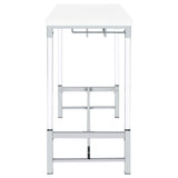Mesa de bar Norcrest de 47 pulgadas con patas de acrílico, color blanco brillante