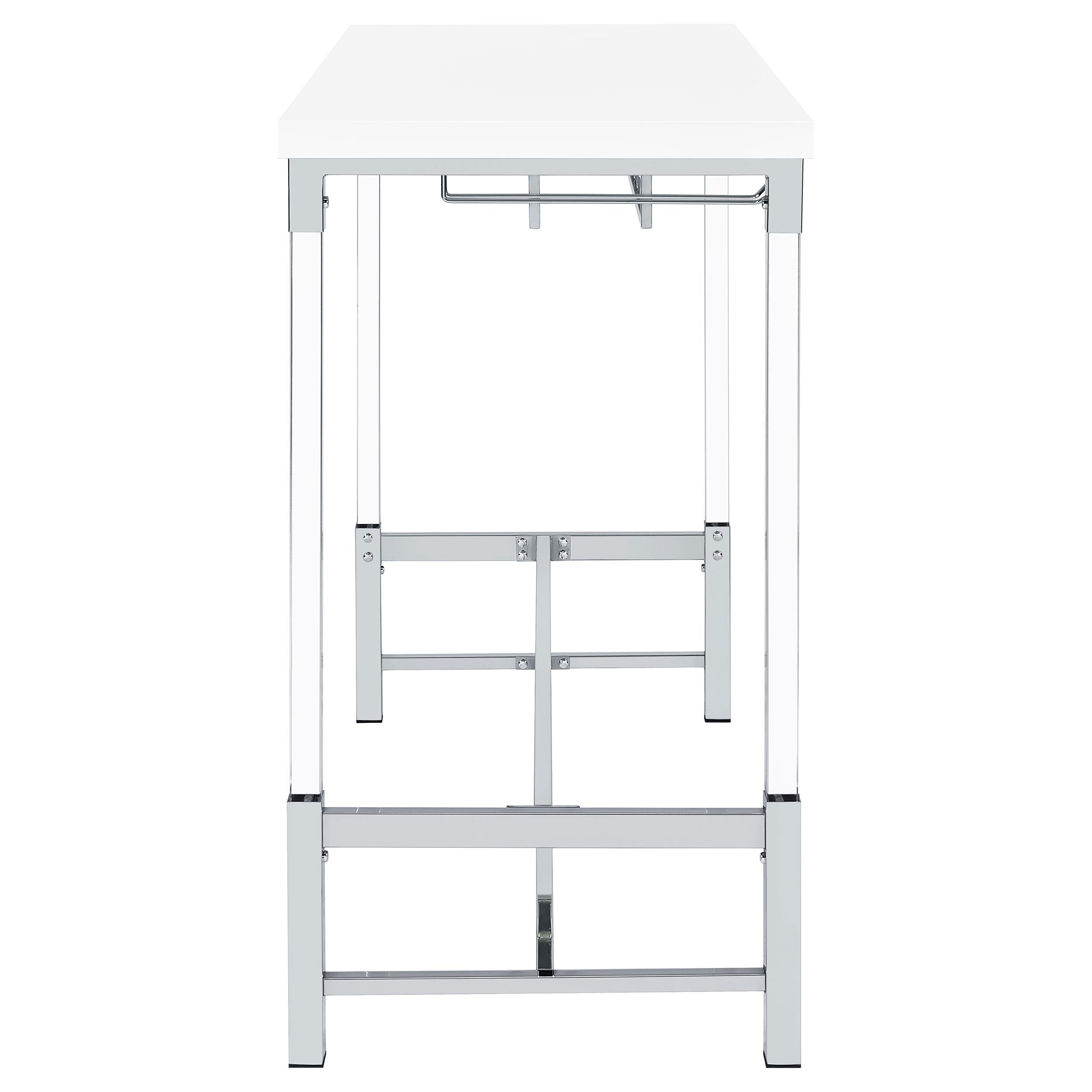 Norcrest 47-inch Acrylic Leg Bar Table White High Gloss
