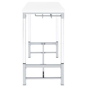 Mesa de bar Norcrest de 47 pulgadas con patas de acrílico, color blanco brillante