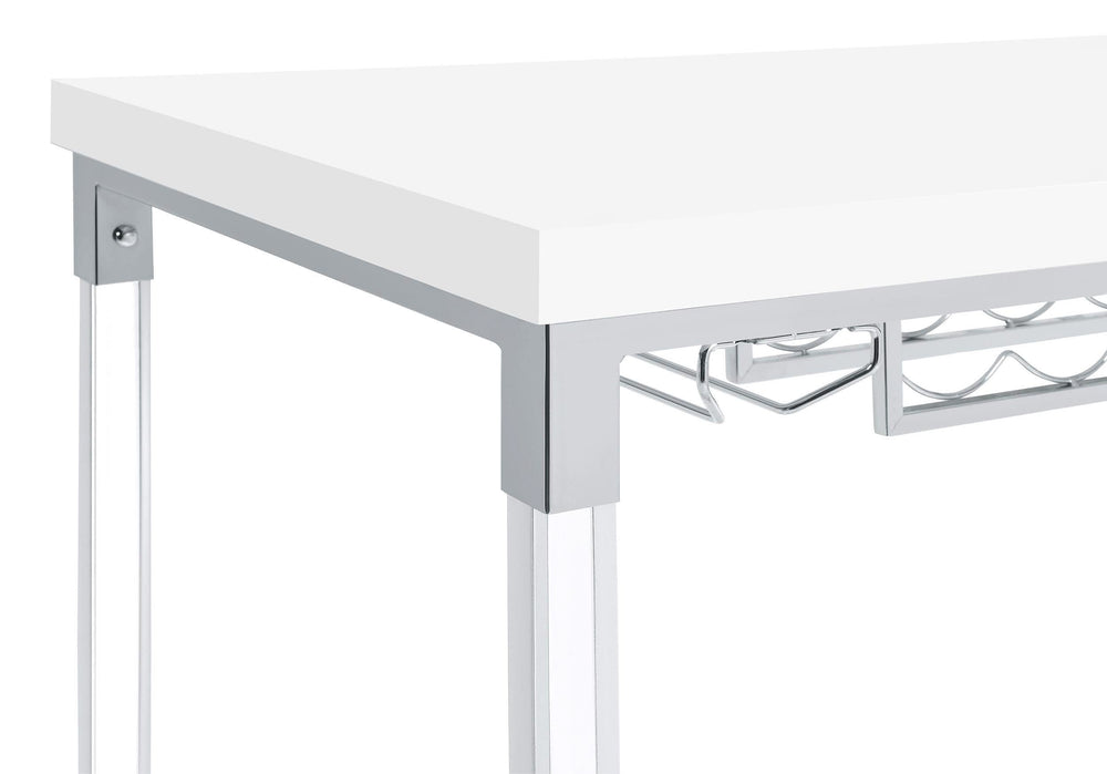 Mesa de bar Norcrest de 47 pulgadas con patas de acrílico, color blanco brillante