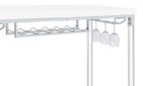 Mesa de bar Norcrest de 47 pulgadas con patas de acrílico, color blanco brillante