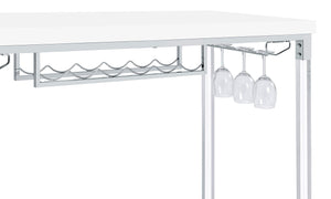 Mesa de bar Norcrest de 47 pulgadas con patas de acrílico, color blanco brillante