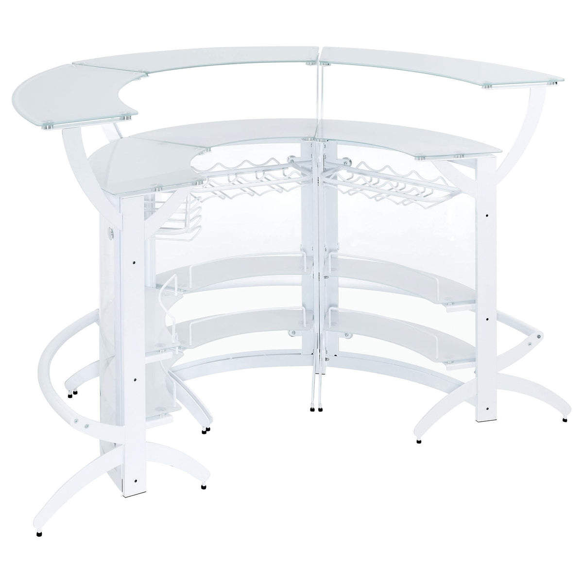 Dallas 3-piece Curved Freestanding Home Bar Cabinet White