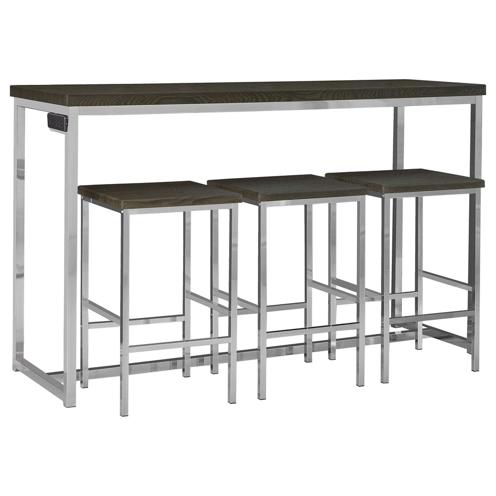 Juego de mesa de comedor Cassidy de 4 piezas de altura de mostrador en roble oscuro