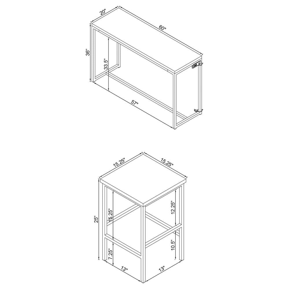 Juego de mesa de comedor Cassidy de 4 piezas de altura de mostrador en roble oscuro