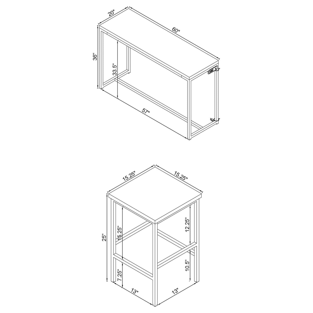 Juego de mesa de comedor Cassidy de 4 piezas de altura de mostrador en roble oscuro