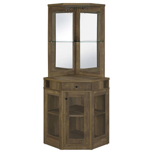 Alviso 1-drawer Corner Home Bar Wine Cabinet Rustic Oak