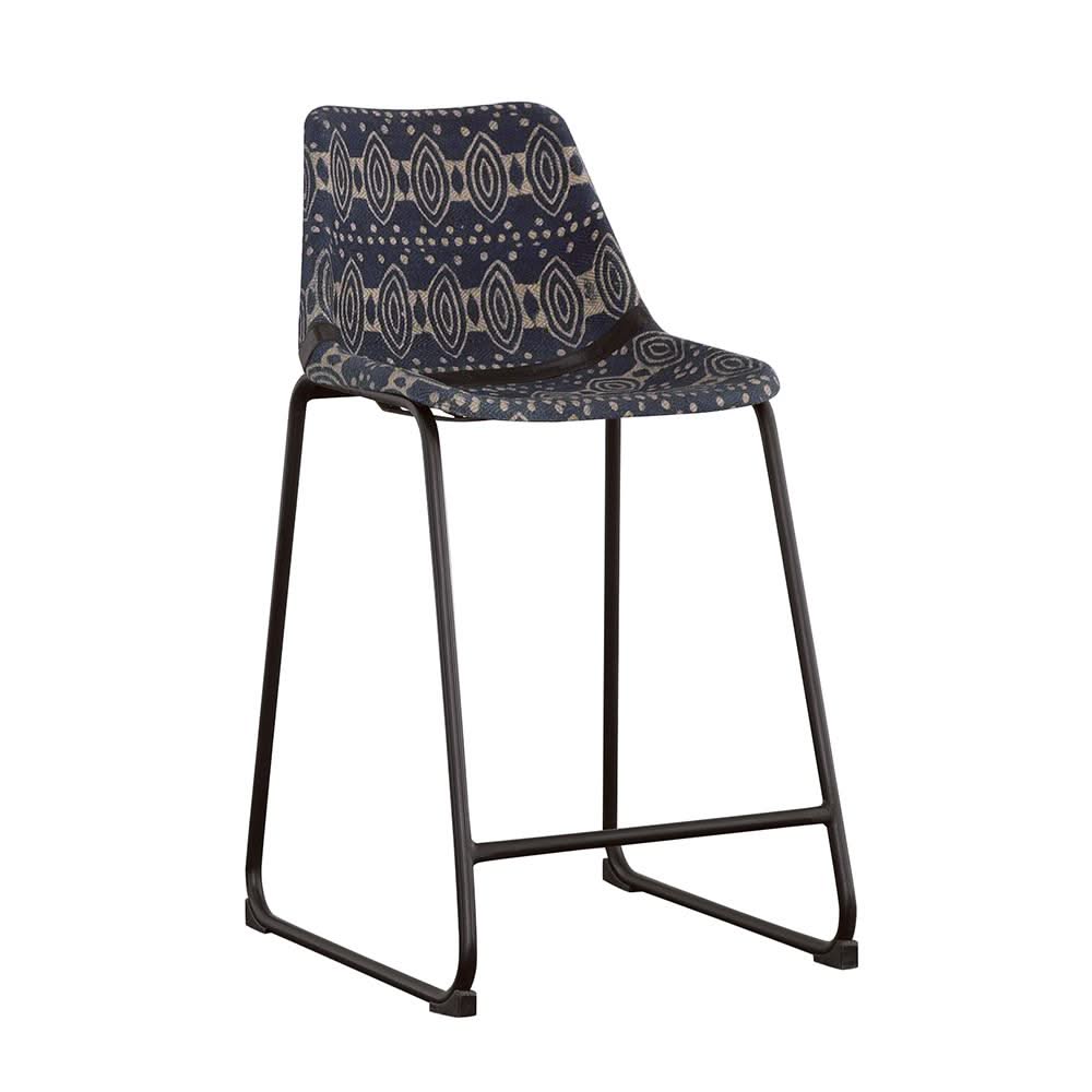 Silla de mostrador tapizada Marquise de lona azul (juego de 2)
