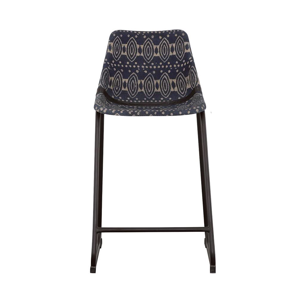 Silla de mostrador tapizada Marquise de lona azul (juego de 2)