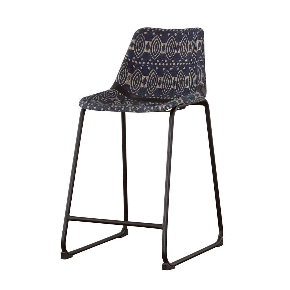Silla de mostrador tapizada Marquise de lona azul (juego de 2)