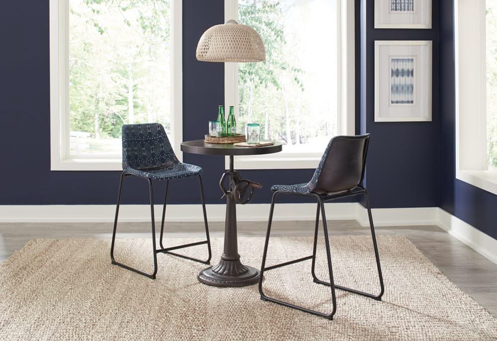 Silla de mostrador tapizada Marquise de lona azul (juego de 2)
