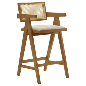 Silla de bar de ratán tejido Kane en nogal claro (juego de 2)