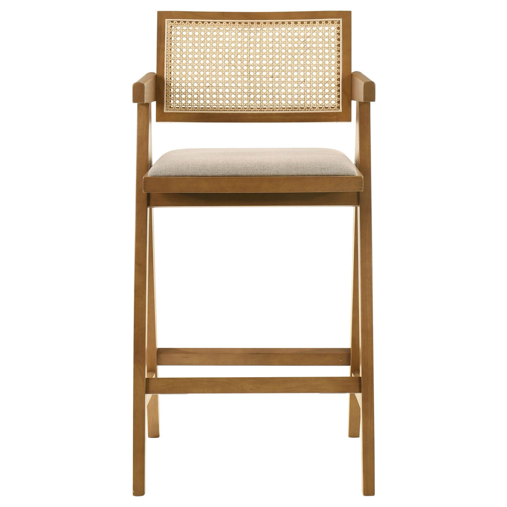 Silla de bar de ratán tejido Kane en nogal claro (juego de 2)