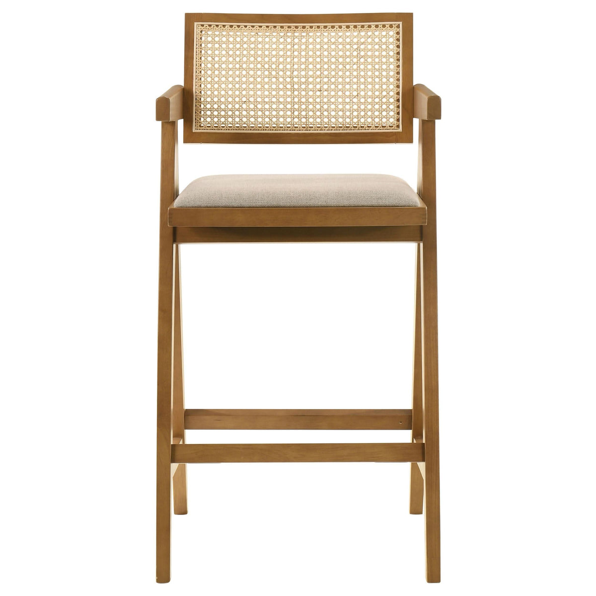 Silla de bar de ratán tejido Kane en nogal claro (juego de 2)