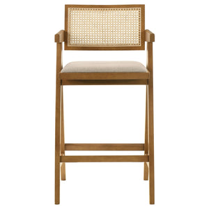 Silla de bar de ratán tejido Kane en nogal claro (juego de 2)