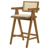Silla de bar de ratán tejido Kane en nogal claro (juego de 2)