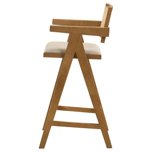Silla de bar de ratán tejido Kane en nogal claro (juego de 2)