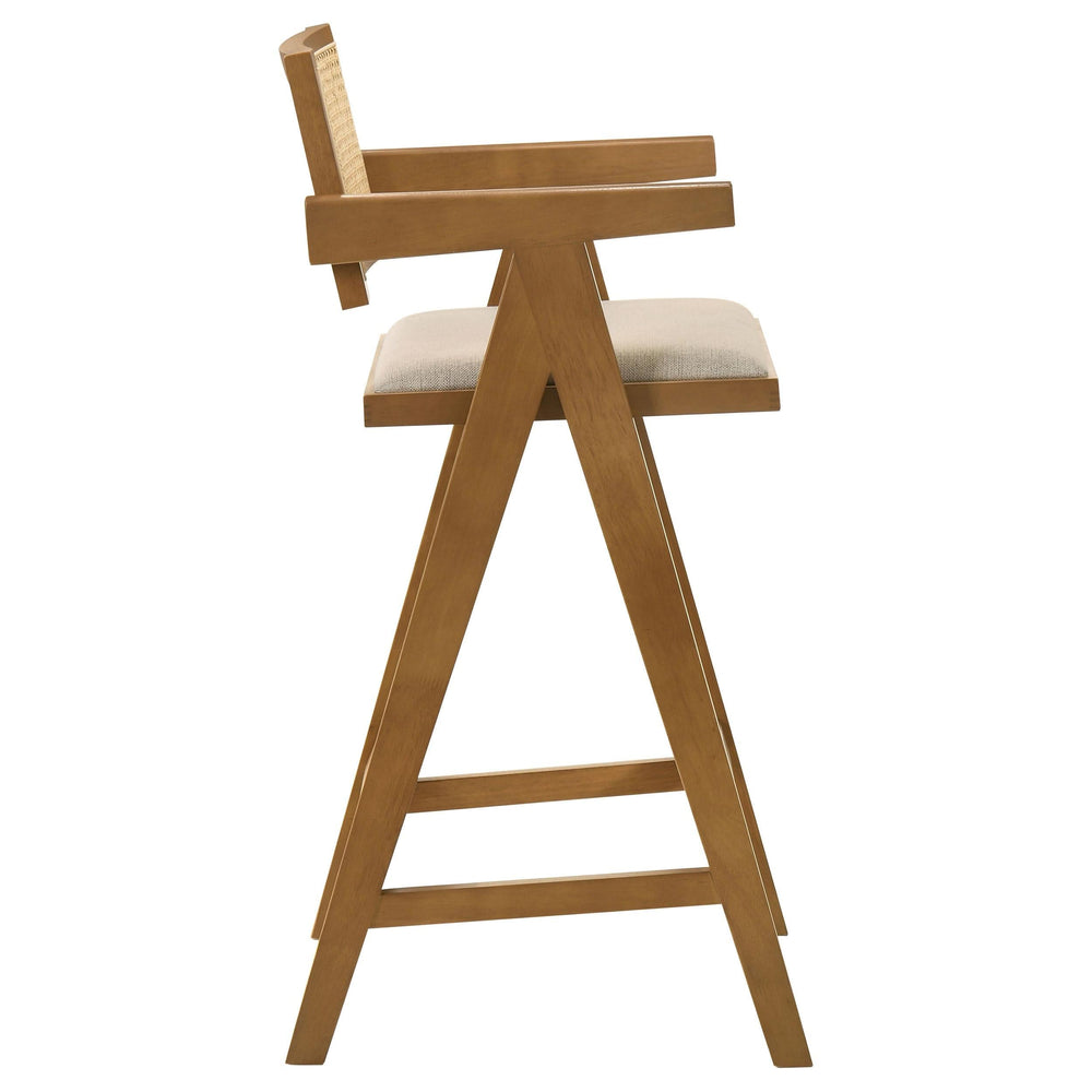Silla de bar de ratán tejido Kane en nogal claro (juego de 2)