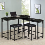 Juego de mesa multiusos de 4 piezas Hawes de altura de mostrador, color negro
